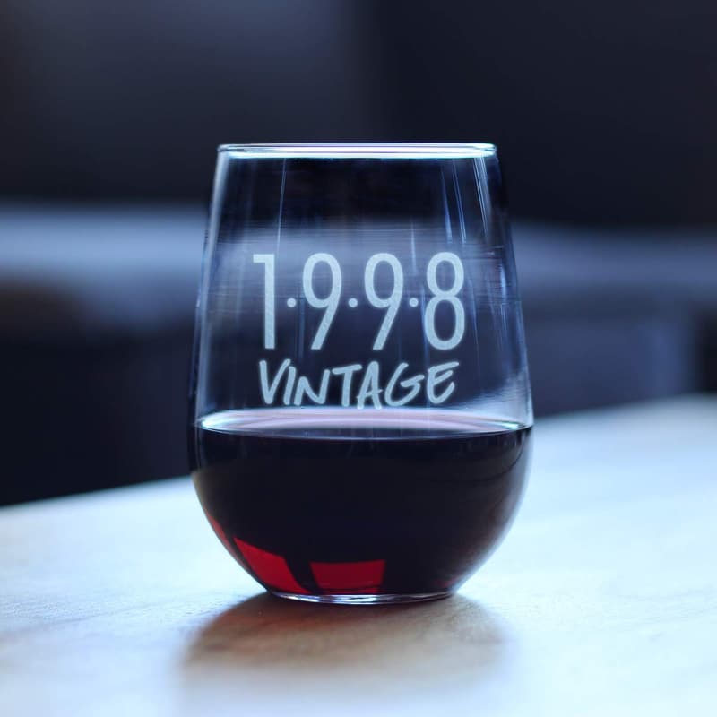 27th Birthday Vintage Stemless Wine Glass - 17 oz Gift