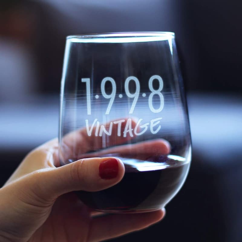 27th Birthday Vintage Stemless Wine Glass - 17 oz Gift