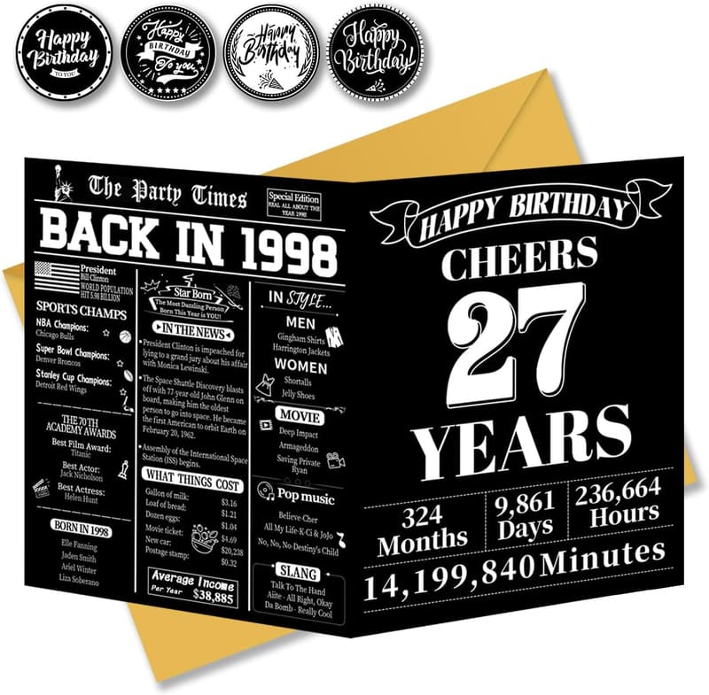 27th Birthday Card with Creative 3D Box for Him/Her