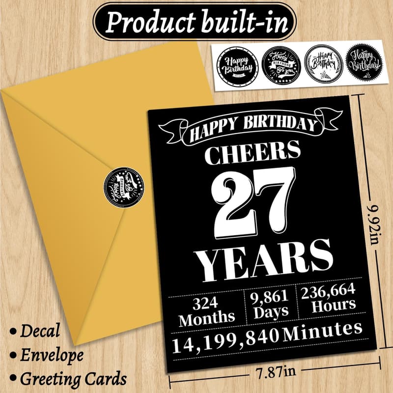 27th Birthday Card with Creative 3D Box for Him/Her