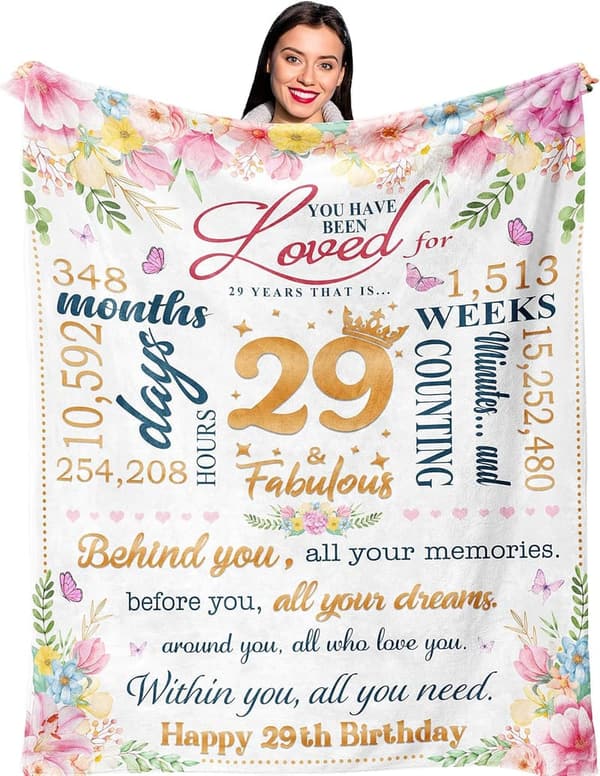 29th Birthday Blanket Gift for Women - 60” x 50”