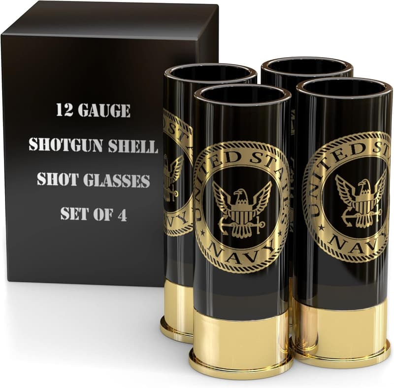 U.S. Navy Shot Glass Set of 4 - Officially Licensed Brass