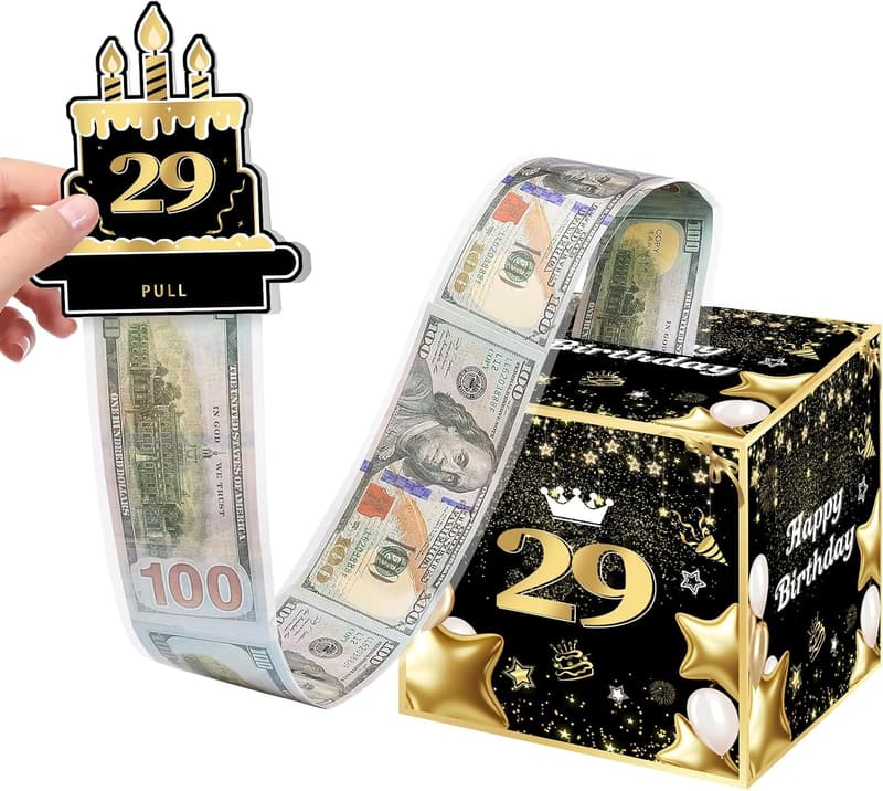 29th Birthday Cash Gift Box with 35 Bags