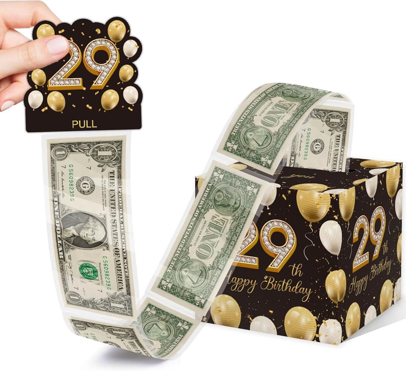 29th Birthday Money Gift Box Set - 35 Polka Dot Bags, DIY Decor