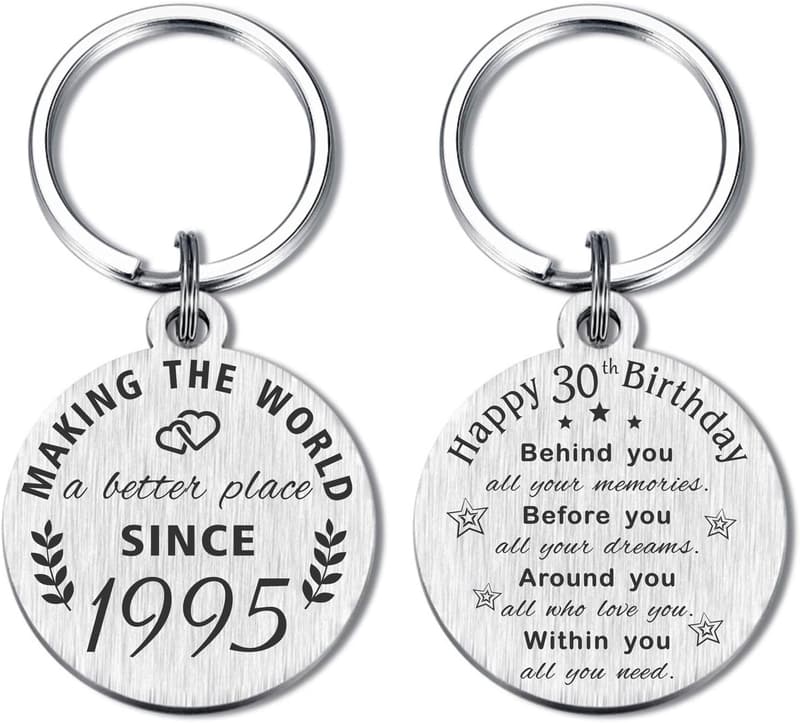 30th Birthday Keychain Gift for Men & Women, Born in 1995