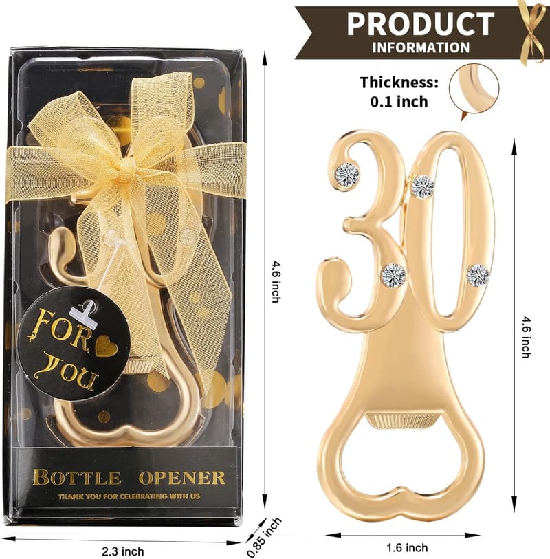 30th Birthday Bottle Openers – 12 Pack Party Favors