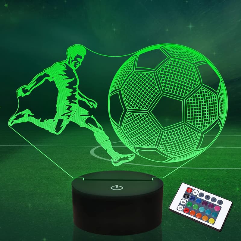 Soccer Night Light 3D Lamp for Kids - 16 Color Changing Decor
