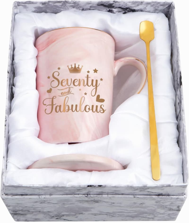 Happy 70th Birthday Mug Set for Women - Seventy and Fabulous