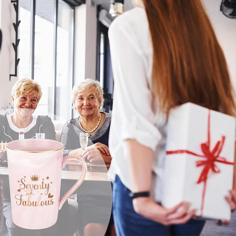 Happy 70th Birthday Mug Set for Women - Seventy and Fabulous