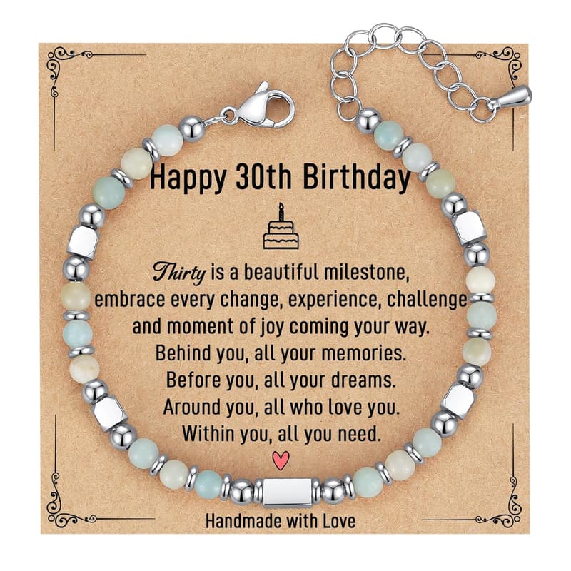 30th Birthday Bracelet Gift for Women with Card