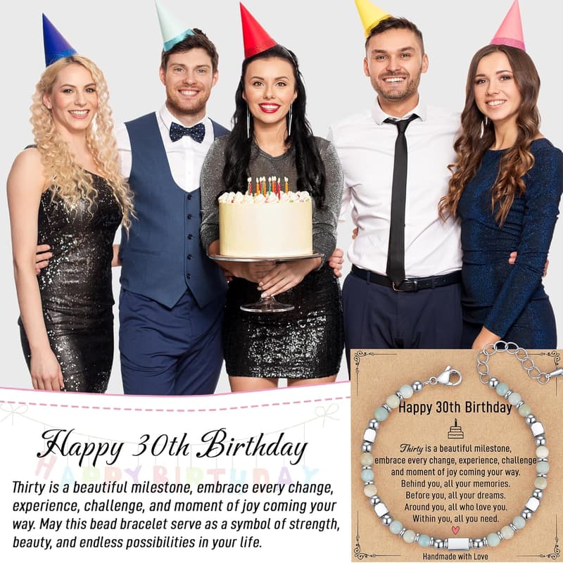 30th Birthday Bracelet Gift for Women with Card