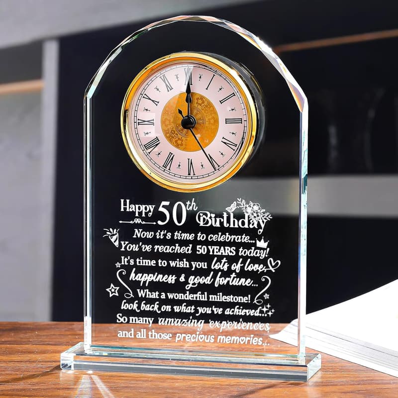50th Birthday Quartz Clock Gift for Women and Men