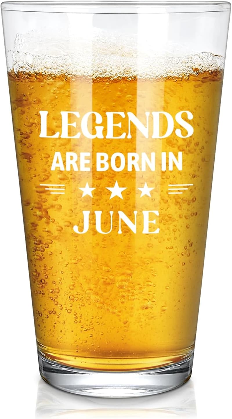 June Birthday Beer Glass for Men - Funny Gift for Dad & Husband
