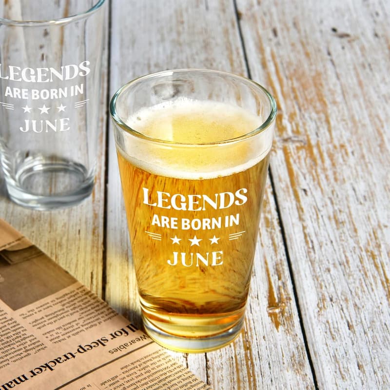 June Birthday Beer Glass for Men - Funny Gift for Dad & Husband