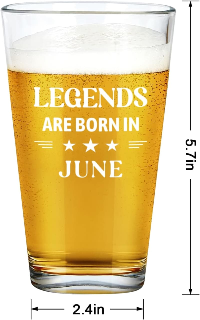 June Birthday Beer Glass for Men - Funny Gift for Dad & Husband