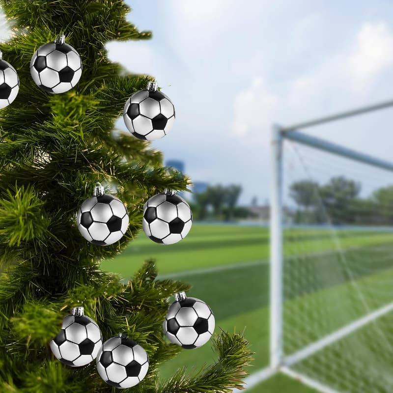 Shatterproof Soccer Christmas Ornaments - 6-Pack Set