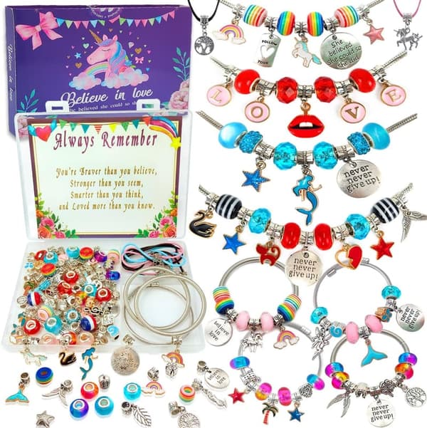 Unicorn Charm Bracelet Kit for Girls' Birthday Ages 5-12