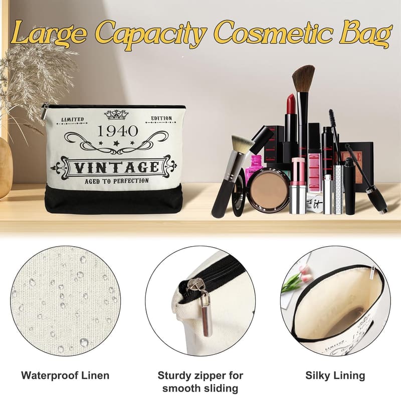 85th Birthday Canvas Tote & Cosmetic Bag Set for Women