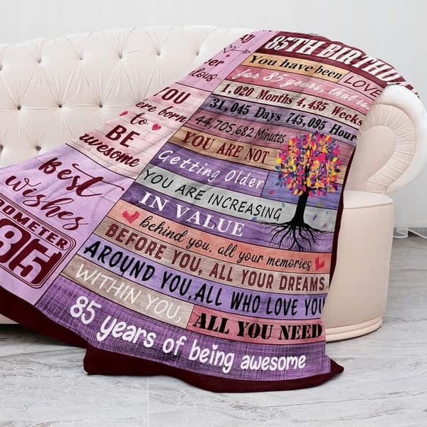 85th Birthday Soft Cozy Throw Blanket for Women 60