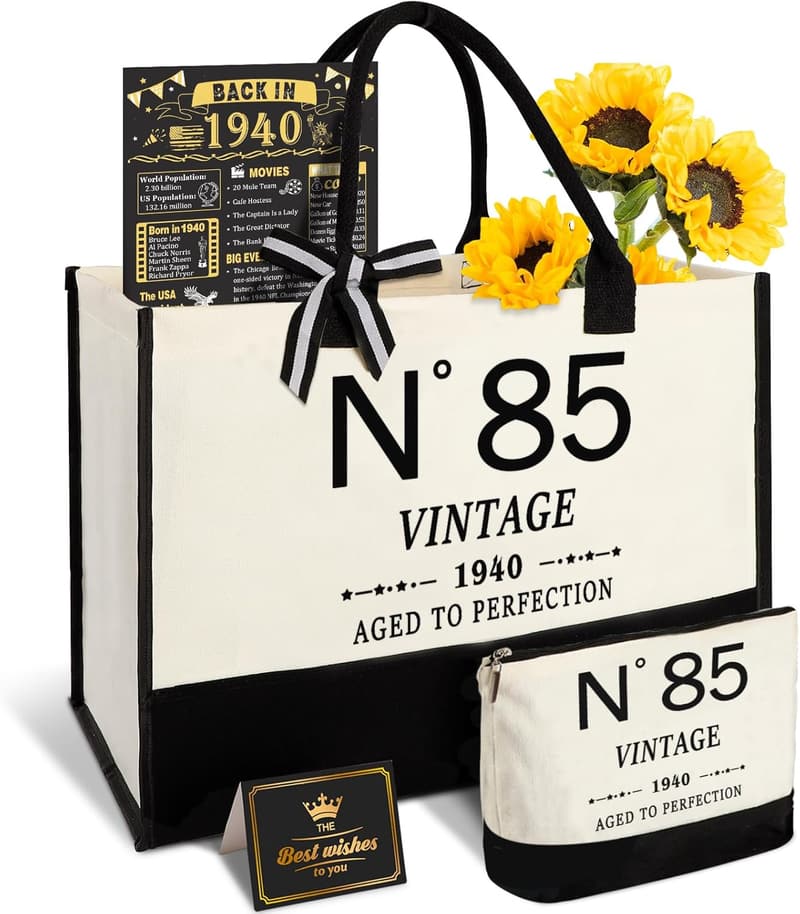 85th Birthday Canvas Tote & Handbag Set for Women