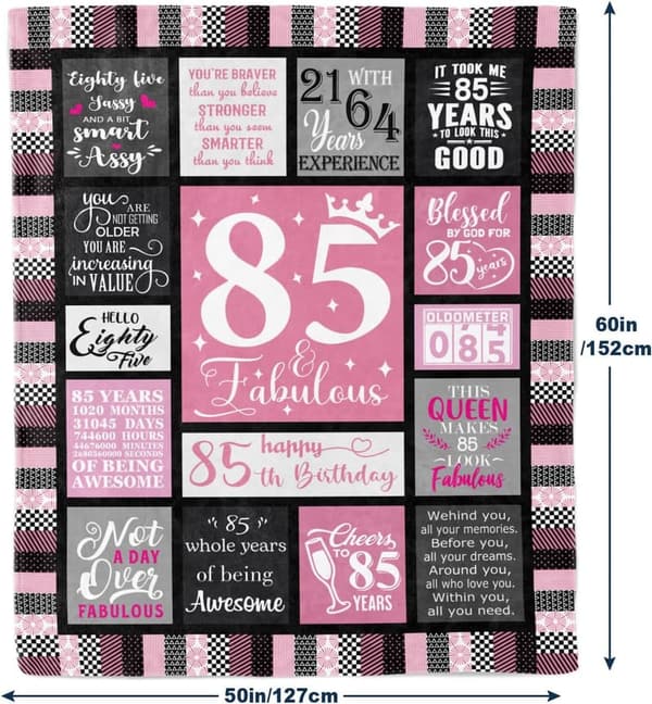 85th Birthday Throw Blanket for Women, 60