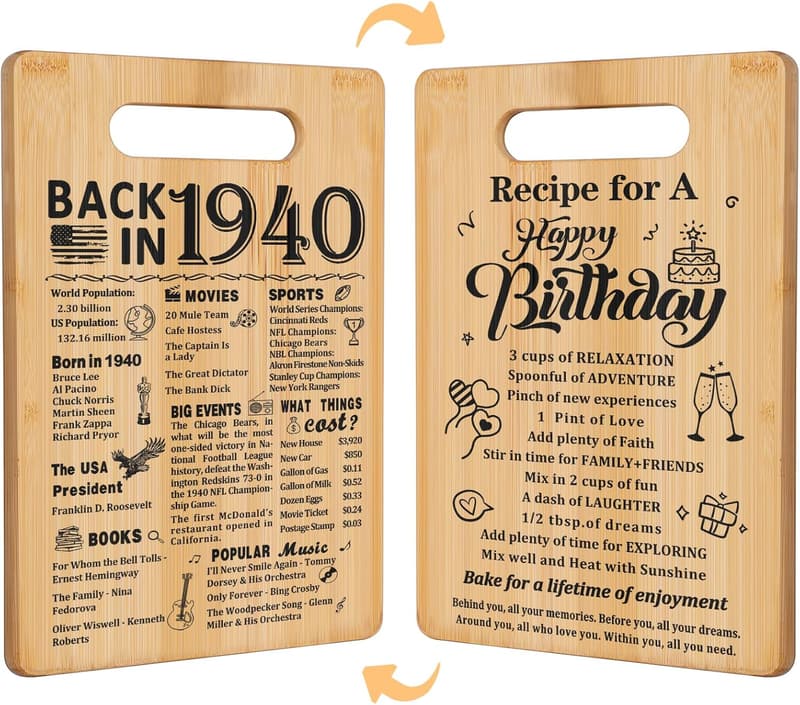 85th Birthday Double-Sided Cutting Board Gift for Her/Him