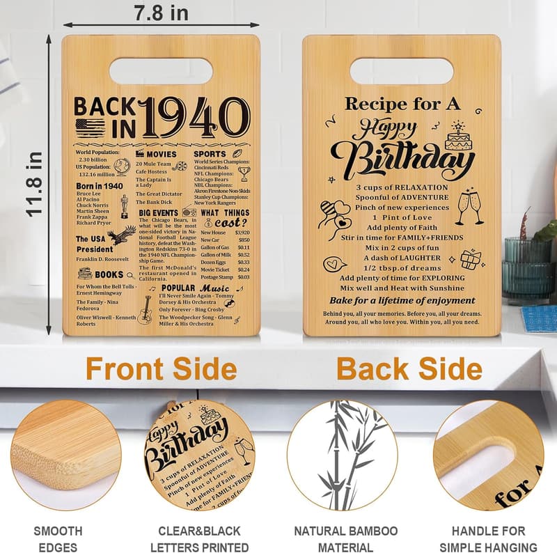 85th Birthday Double-Sided Cutting Board Gift for Her/Him