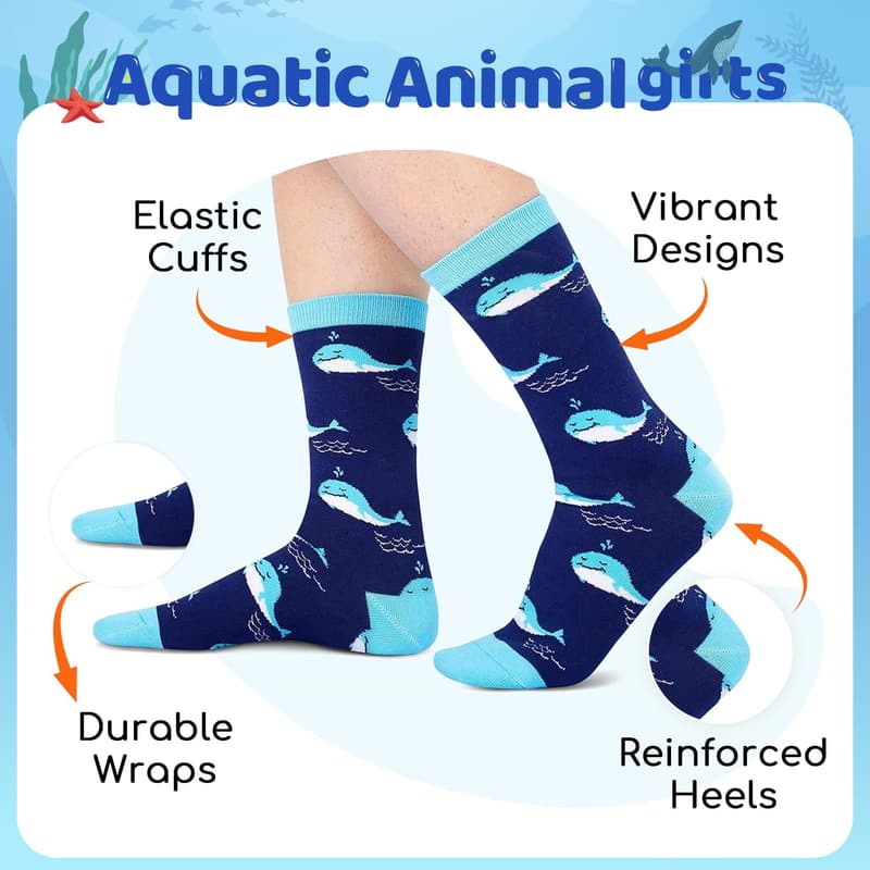 Sea Animal Gifts for Women - Whale & Turtle Socks