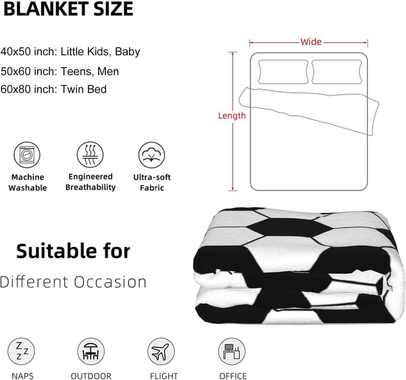 Soccer Blanket - Fleece Throw for Boys & Coaches, 40