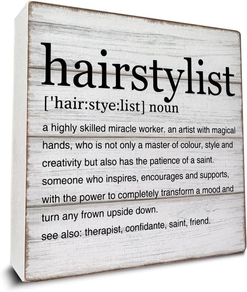 Hairstylist Gift - Definition Art Wooden Sign for Desk Decor