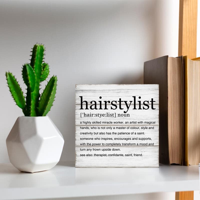 Hairstylist Gift - Definition Art Wooden Sign for Desk Decor
