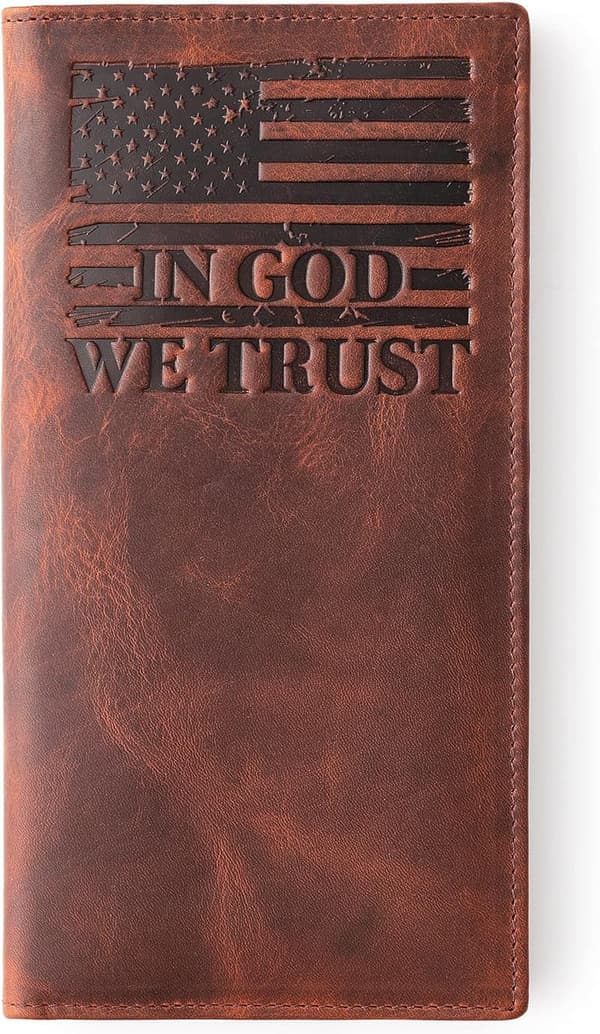 American Flag Distressed Leather Wallet for Men - 'The Patriot'