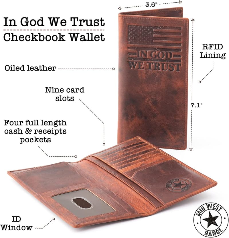 American Flag Distressed Leather Wallet for Men - 'The Patriot'