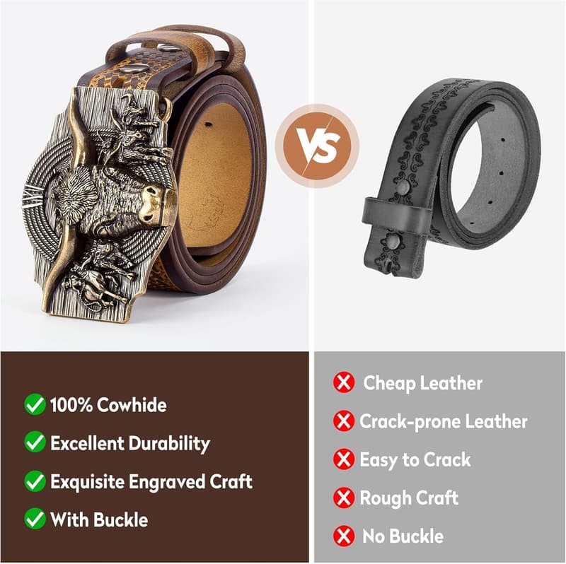 Western Leather Belt for Men and Women - Ideal Cowboy Gift
