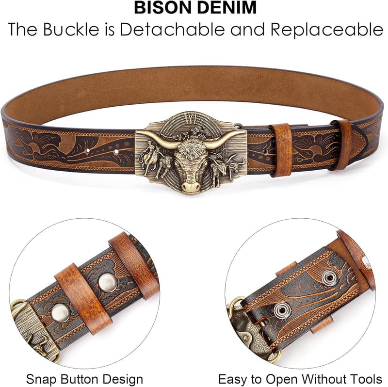 Western Leather Belt for Men and Women - Ideal Cowboy Gift