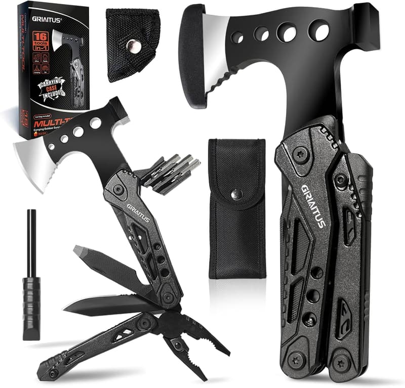 16-in-1 Camping Multitool for Men with Sheath & Survival Gear