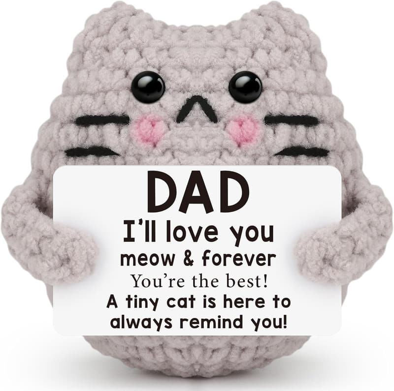 Handmade Crochet Cat Gift for Father's Day from Kids