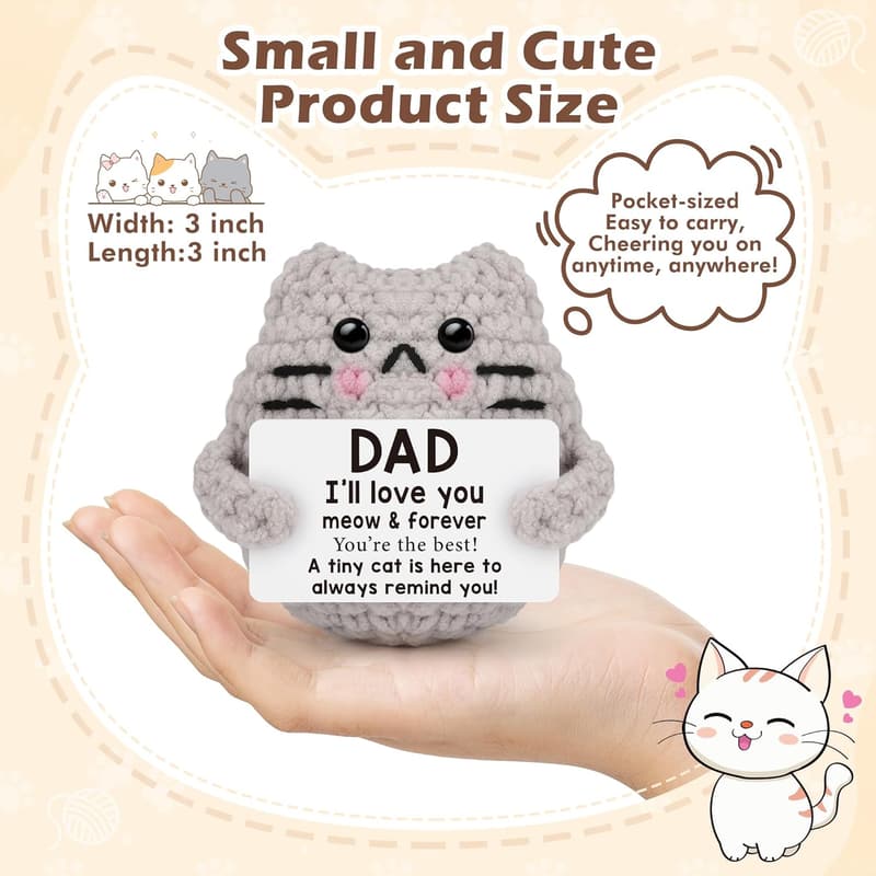 Handmade Crochet Cat Gift for Father's Day from Kids