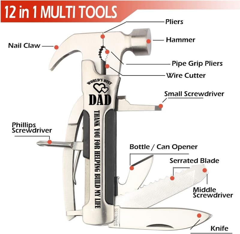 Handy Hammer Multitool Gift for Dad from Kids