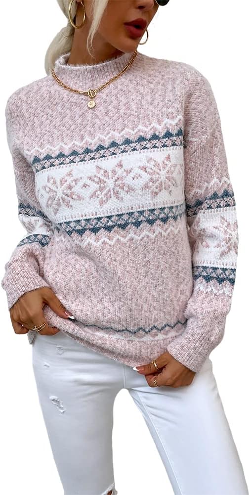 Leopard Print Long Sleeve Knitted Sweater for Women