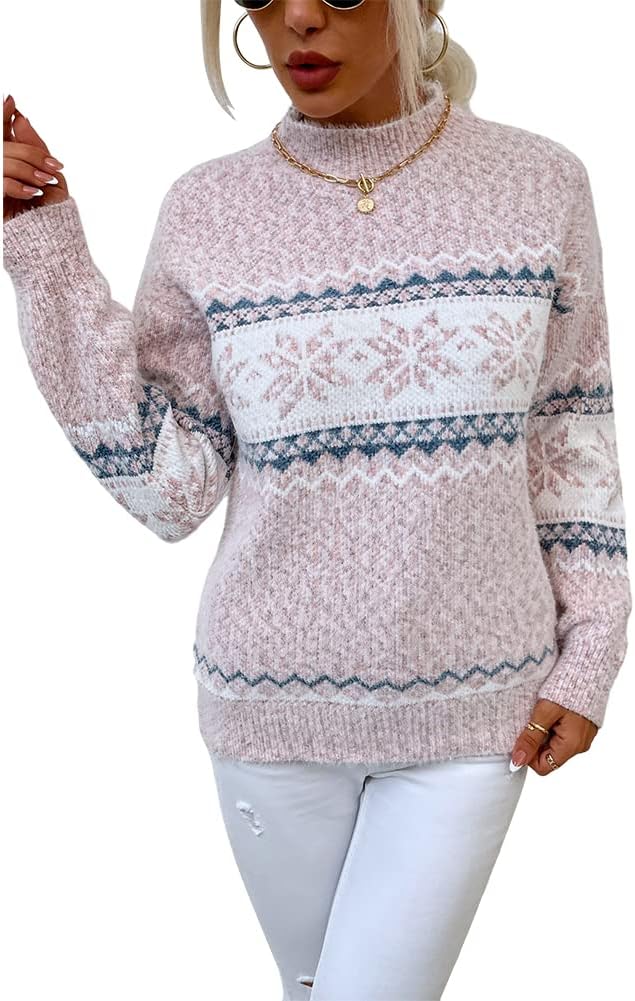 Leopard Print Long Sleeve Knitted Sweater for Women