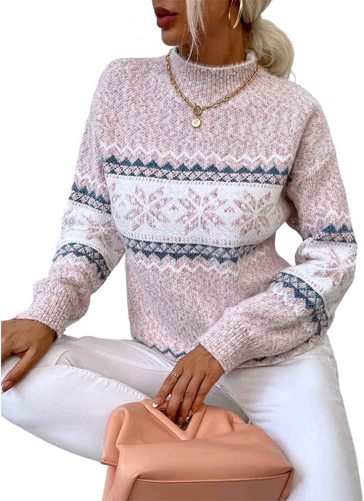 Leopard Print Long Sleeve Knitted Sweater for Women