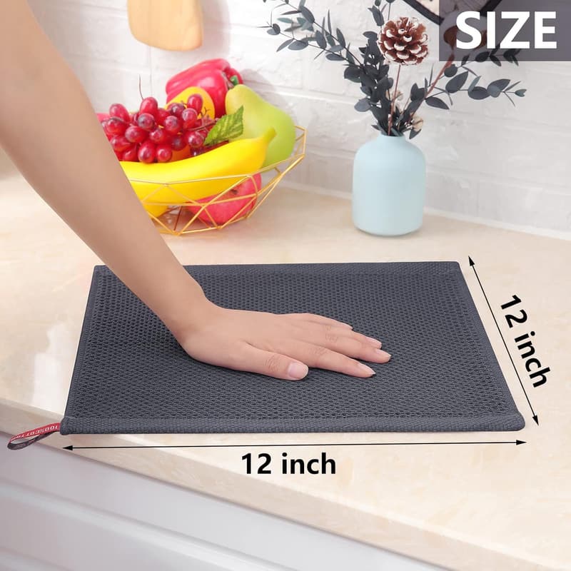 Ultra Soft Cotton Waffle Kitchen Dish Cloths - 6-Pack