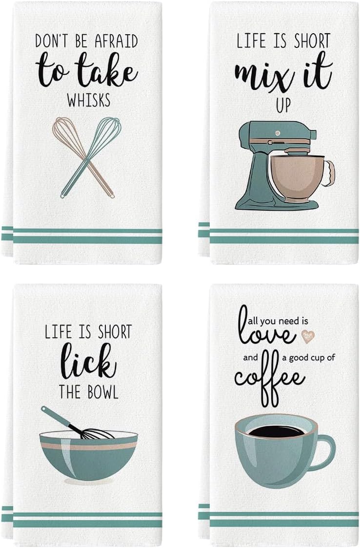 Funny Quote Kitchen Towels Set - Ultra Absorbent, 18x26 Inch, Housewarming Gift
