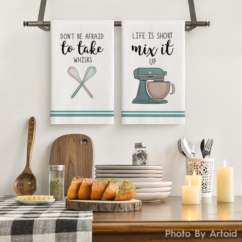Funny Quote Kitchen Towels Set - Ultra Absorbent, 18x26 Inch, Housewarming Gift