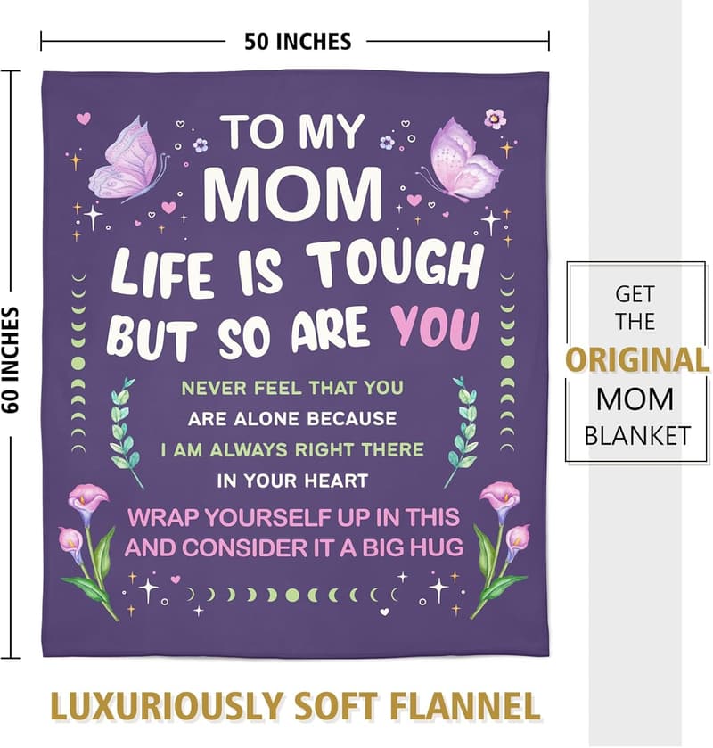 Mother's Day Soft Flannel Blanket Gift for Mom, 60