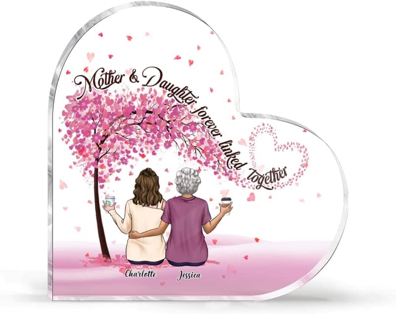 Mother's Day Personalized Heart-Shaped Acrylic Plaque for Mom