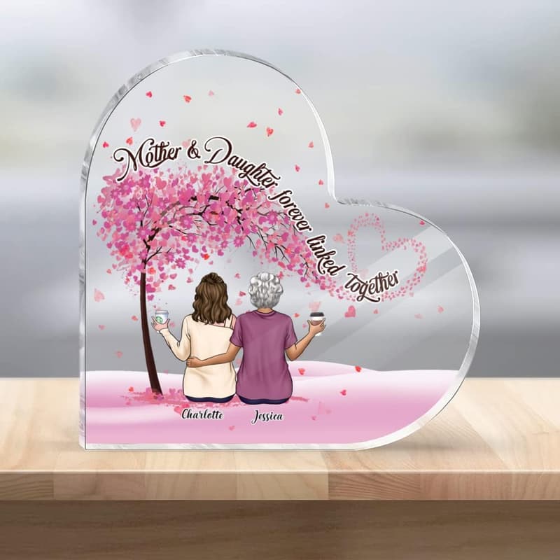 Mother's Day Personalized Heart-Shaped Acrylic Plaque for Mom