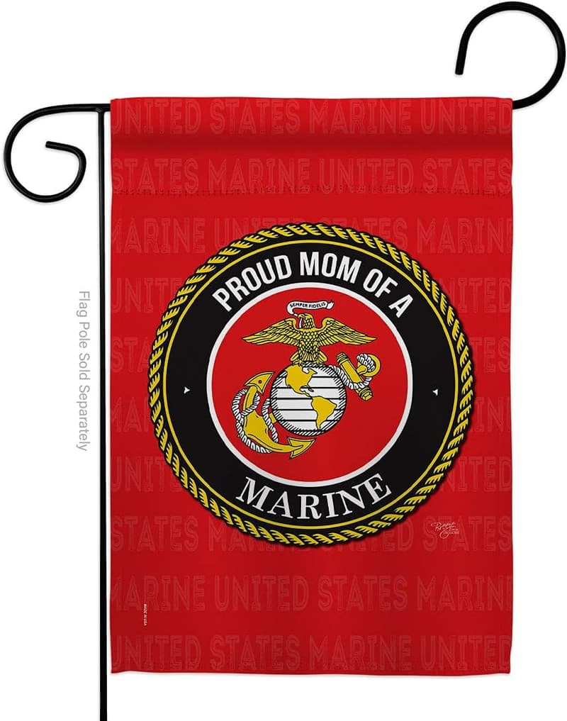 Proud Mom USMC Garden Flag - Double-Sided Yard Banner