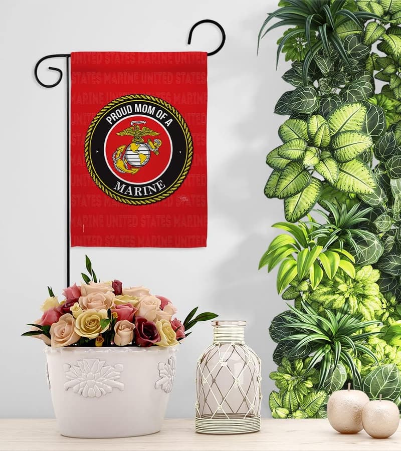 Proud Mom USMC Garden Flag - Double-Sided Yard Banner